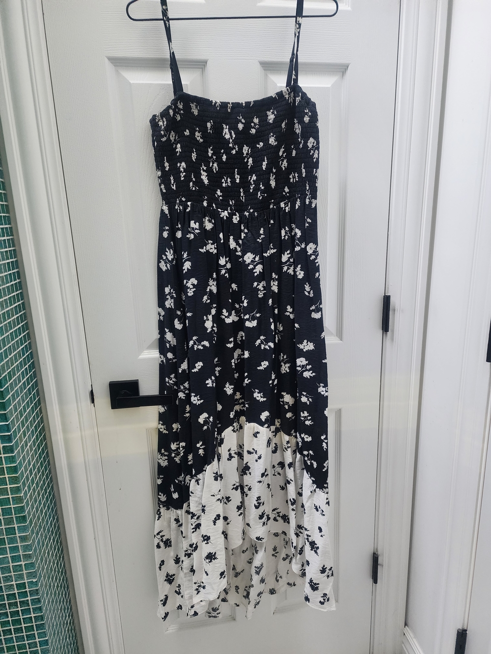 Laundry By Shelli Segal Black and White Floral Hi-Low Maxi Dress